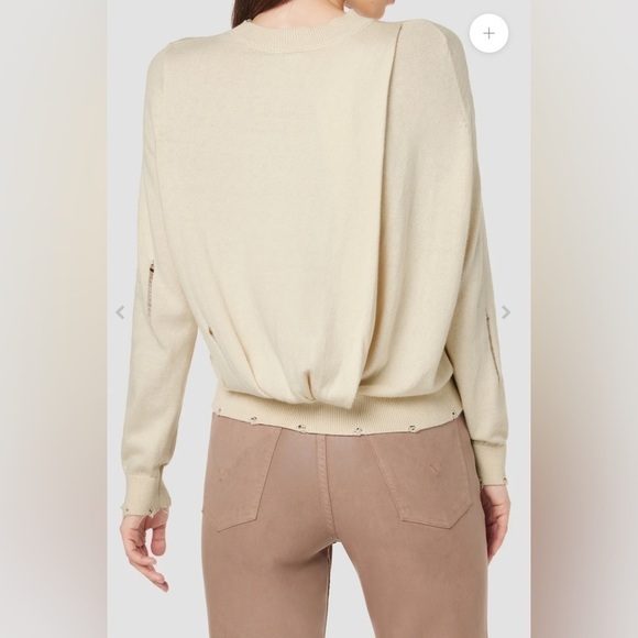 Hudson Jeans Cashmere Blend Distressed Soft Twist Back BoHo Pullover Sweater L - Picture 4 of 16